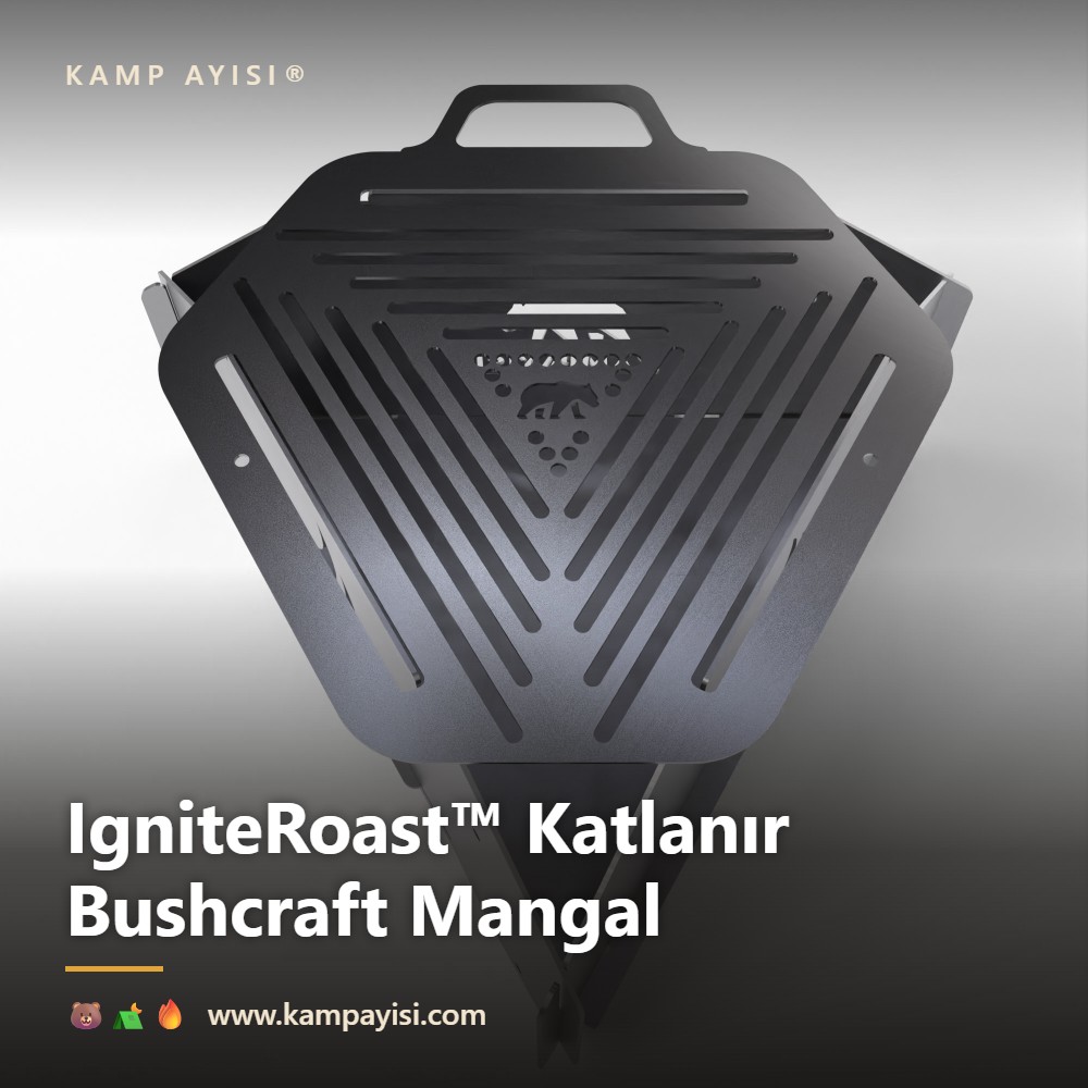 Doğada Lüks Lezzet: Kamp Ayısı® IgniteRoast™ Katlanır Bushcraft Mangal