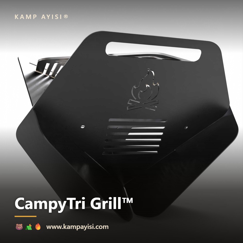 Kamp Ateşinin Yeni Yıldızı: Kamp Ayısı® CampyTri Grill™ Katlanabilir Bushcraft Mangal